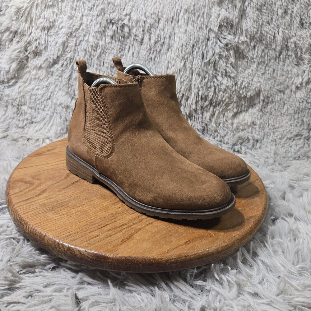 Sonoma Brown Faux Suede Ankle Boots Size 7M Bohemian Retro Comfy Chelsea Boots